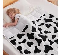 anfie Weighted Blanket Kids (36"x48" 5lbs) Weighted Blanket Cooling Blanket for Sleeping,Throw Size Breathable Blanket with Premium Glass Bead(White Cow)