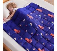 anfie Weighted Blanket Kids(40"x60" 10lbs) Weighted Blanket Cooling Blanket for Sleeping,Throw Size Breathable Blanket with Premium Glass Bead(Blue Ocean)