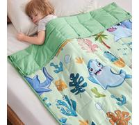 anfie Weighted Blanket Kids Kids (36"x48" 3lbs) Weighted Blanket Cooling Blanket for Sleeping,Throw Size Breathable Blanket with Premium Glass Bead(Green Shark)