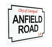 Anfield Road Liverpool Street Sign Large - Embossed Tin Sign