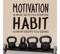 AnFigure Gym Quotes Wall Decals: Inspirational Office Vinyl Art Wall Stickers for Garage Classroom School Workspaces - Motivation is What Gets You Started 24"X20"
