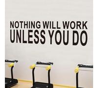 AnFigure Office Quotes Wall Stickers: Inspirational Gym Vinyl Art Wall Decals for Garage Classroom School Workspaces - Nothing Will Work Unless You Do 25"X7"