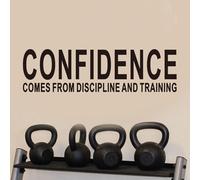 AnFigure Office Quotes Wall Stickers: Inspirational Gym Vinyl Art Wall Decals for Garage Classroom School Workspaces - Confidence Comes from Discipline and Training 25"X7"