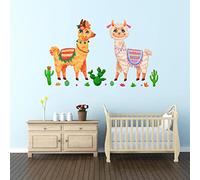 AnFigure Wall Decals for Kids, Nursery Wall Stickers, Art Vinyl Kids Room Boys Room Bedroom Playroom Baby Girls Babies 3D DIY Boho Cute Animal Llama Family Peel and Stick Home Big Wall Decor