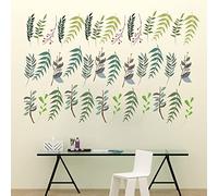AnFigure Wall Stickers Bedroom Living Room Wall Decals Nursery Bathroom Kitchen 3D DIY Tree Leaf Nature Plant Green Floral Modern Tv Family Peel and Stick Home Big Wall Decor