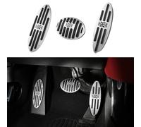 ANFOKAS 3pcs Compatible with MINI Cooper Accessories Sporty Anti-Slip Aluminum Foot Pedal Cover Pedals Pads Car Interior Pedal Replacement -Gray Flag Style