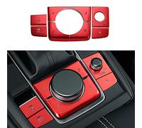 ANFOKAS 8pcs Compatible with Mazda 3 CX-30 CX-50 2025 2024 2023 2022 2021 2020 Accessories Car Center Console Cover Gears Gear Panel Gear Shift Knob Button Cover Trims -Red