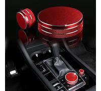ANFOKAS Compatible with Mazda 3 CX-30 CX-50 Accessories Sporty Car Interior Gear Panel Gears Shift Knob Multimedia & Volume Button Knob Cover Trims Caps -Red