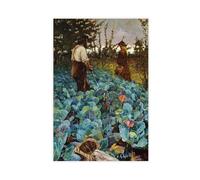 ANFOTCM Arthur Melville,A Cabbage Garden, Poster Canvas Artwork Prints Rustic Farmhouse Decorations for Living Room Bathroom Bedroom 16x24inch(40x60cm)