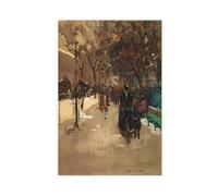 ANFOTCM Arthur Melville,A Street Scene in Paris,a Wet Sunday Afternoon, Art Wall Decoration Poster Family Bar Restaurant Garage Cafe Art Sign Gift 16x24inch(40x60cm)