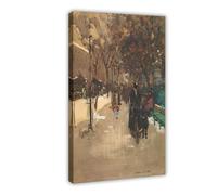 ANFOTCM Arthur Melville,A Street Scene in Paris,a Wet Sunday Afternoon, Canvas Poster Wall Art Decor Print Picture Paintings for Living Room Bedroom Decoration 20x30inch(50x75cm)