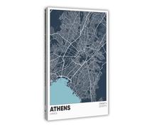 ANFOTCM Athens Greece Map, Greece, Vintage Wall Decoration Famous Oil Paintings for Living Room Classic Artwork Pictures Home Decor 20x30inch(50x75cm)