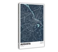 ANFOTCM Augusta GA Map, Georgia, GA Poster Canvas Artwork Prints Rustic Farmhouse Decorations for Living Room Bathroom Bedroom 16x24inch(40x60cm)