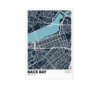 ANFOTCM Back Bay Boston Map, Massachusetts, Neighborhood Vintage Wall Decoration Famous Oil Paintings for Living Room Classic Artwork Pictures Home Decor 20x30inch(50x75cm)