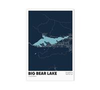 ANFOTCM Big Bear Lake Map, California Canvas Poster Bedroom Decor Sports Landscape Office Room Decor Gift 20x30inch(50x75cm)