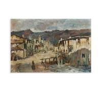 ANFOTCM Early 20th Century Oil - An Overcast Street Original Vintage Antique Artwork Canvas Art Poster And Wall Art Picture Print Modern Family Bedroom Decor Posters 24x36inch(60x90cm)