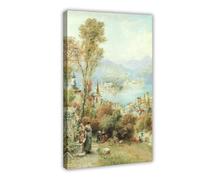 ANFOTCM Ebenezer Wake Cook,Orta from The Sacro Monte, North Italy, Poster Canvas Artwork Prints Rustic Farmhouse Decorations for Living Room Bathroom Bedroom 20x30inch(50x75cm)