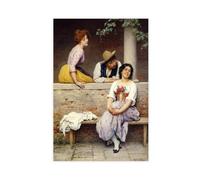 ANFOTCM Eugen Von Blaas,Small Talk Poster Print for Teen Boys Room Wall Art Canvas Painting Print 24x36inch(60x90cm)