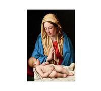 ANFOTCM Giovanni Battista Salvi Da Sassoferrato,Mary Worshiping The Child, Canvas Poster Wall Art Bedroom Decor Office Room Kitchen Decor Gift 20x30inch(50x75cm)