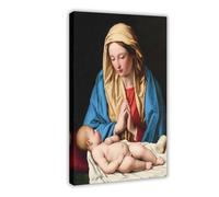 ANFOTCM Giovanni Battista Salvi Da Sassoferrato,Mary Worshiping The Child, Poster Canvas Artwork Prints Rustic Farmhouse Decorations for Living Room Bathroom Bedroom 20x30inch(50x75cm)