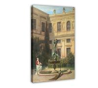 ANFOTCM Hans Von Marees,Courtyard with The Grotto in The Munich Royal Residence, Canvas Poster Wall Art Decor Print Picture Paintings for Living Room Bedroom Decoration 24x36inch(60x90cm)