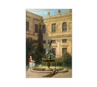 ANFOTCM Hans Von Marees,Courtyard with The Grotto in The Munich Royal Residence, Canvas Poster Wall Art Decor Print Picture Paintings for Living Room Bedroom Decoration 20x30inch(50x75cm)