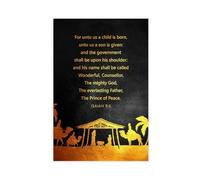 ANFOTCM Isaiah 9 6 Bible Verse Poster Canvas Artwork Prints Rustic Farmhouse Decorations for Living Room Bathroom Bedroom 12x18inch(30x45cm)