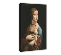 ANFOTCM Leonardo Da Vinci,Lady with An Ermine, Canvas Poster Wall Art Decor Print Picture Paintings for Living Room Bedroom Decoration 24x36inch(60x90cm)