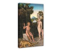 ANFOTCM Lucas Cranach The Elder,A Faun And His Family with A Slain Lion,1526, Vintage Wall Decoration Famous Oil Paintings for Living Room Classic Artwork Pictures Home Decor 20x30inch(50x75cm)