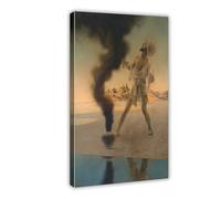 ANFOTCM Maxfield Parrish,Fisherman And The Genie, from The Arabian Nights Poster Canvas Artwork Prints Rustic Farmhouse Decorations for Living Room Bathroom Bedroom 24x36inch(60x90cm)