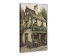 ANFOTCM Medieval Irish Tavern Vintage Pub Scene Rustic Modern Wall Prints Abstract Geometric Minimalist Art Framed Canvas Prints For Office Bedroom Wall Decor 20x30inch(50x75cm)