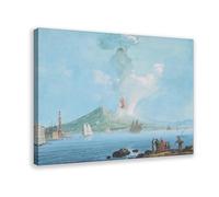 ANFOTCM Neapolitan School 19th Century Gouache - The Eruption of Mount Vesuvius Original Vintage Antique Artwork Poster for Room Aesthetics Canvas Wall Art Poster And Print 12x18inch(30x45cm)