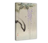 ANFOTCM Ohara Koson,Bee Next to Flowering Wisteria,japanese Painting Poster for Room Aesthetics Canvas Wall Art Poster And Print 12x18inch(30x45cm)
