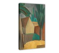ANFOTCM Pablo Picasso,House in A Garden, Modern Wall Prints Abstract Geometric Minimalist Art Framed Canvas Prints For Office Bedroom Wall Decor 24x36inch(60x90cm)