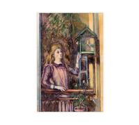 ANFOTCM Paul Cézanne,Girl with Birdcage,Jeune Fille À La Volière, Modern Wall Prints Abstract Geometric Minimalist Art Framed Canvas Prints For Office Bedroom Wall Decor 20x30inch(50x75cm)