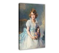 ANFOTCM Philip De Laszlo,Queen Elizabeth II,when Princess Elizabeth of York Vintage Wall Decoration Famous Oil Paintings for Living Room Classic Artwork Pictures Home Decor 20x30inch(50x75cm)