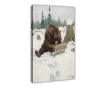 ANFOTCM Philip R Goodwin,A 'bear' Chance, Canvas Wall Art Print Poster For Home School Office Decor 16x24inch(40x60cm)