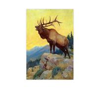 ANFOTCM Philip Russell Goodwin,Bugling Elk Modern Wall Prints Abstract Geometric Minimalist Art Framed Canvas Prints For Office Bedroom Wall Decor 12x18inch(30x45cm)