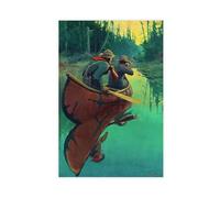 ANFOTCM Philip Russell Goodwin,Hunters in A Canoe, Poster Print Decorative Painting Canvas Wall Art Living Room Posters Bedroom Painting 12x18inch(30x45cm)