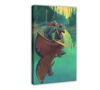 ANFOTCM Philip Russell Goodwin,Hunters in A Canoe, Vintage Wall Decoration Famous Oil Paintings for Living Room Classic Artwork Pictures Home Decor 20x30inch(50x75cm)
