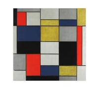 ANFOTCM Piet Mondrian,Grande Composizione A Con Nero,rosso,grigio,giallo E Blu, Canvas Poster Wall Art Decor Print Picture Paintings for Living Room Bedroom Decoration 12x12inch(30x30cm)