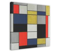 ANFOTCM Piet Mondrian,Grande Composizione A Con Nero,rosso,grigio,giallo E Blu, Poster Print Decorative Painting Canvas Wall Art Living Room Posters Bedroom Painting 20x20inch(50x50cm)