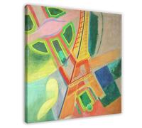 ANFOTCM Robert Delaunay,Eiffel Tower, Circa 1924,famous Poster Canvas Artwork Prints Rustic Farmhouse Decorations for Living Room Bathroom Bedroom 20x20inch(50x50cm)
