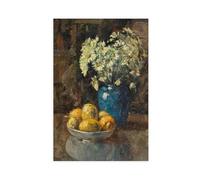 ANFOTCM Victor De Groux Oil Painting_ Still Life, Vase of Daisies, Gilt Frame Canvas Poster Wall Art Decor Print Picture Paintings for Living Room Bedroom Decoration 20x30inch(50x75cm)
