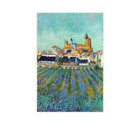 ANFOTCM Vincent Van Gogh,View of Saintes-Maries-de-la-Mer, Modern Wall Prints Abstract Geometric Minimalist Art Framed Canvas Prints For Office Bedroom Wall Decor 20x30inch(50x75cm)