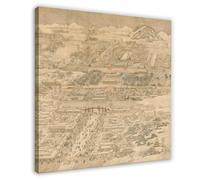 ANFOTCM Xu Yang,Aerial View of China's Imperial Palace,Chinese Architecture, Modern Wall Prints Abstract Geometric Minimalist Art Framed Canvas Prints For Office Bedroom Wall Decor 16x16inch(40x40cm)