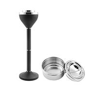 Anfrere Standing Ashtray Outdoor for Patio, Large & Tall Outside Ash Tray for Cigarette Butt Receptacle Disposal, Commercial Metal Smokers Cigar Ashtrays Container with Lid, Matte Black, B01DK