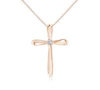 Angara 14K Solid Gold/Platinum Natural Diamond Cross Pendant Necklace for Women Girls April Birthstone Jewelry Gift for Her Birthday Wedding Anniversary