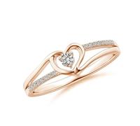 Angara Natural Diamond Ring Sterling Silver 14K Solid Gold Women Girls April Birthstone Heart Shape Jewelry Gift for Her Birthday Wedding Anniversary Valentine's Day, 7, Rose Gold, Diamond