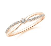 Angara Natural Diamond Split Shank Engagement Ring for Women Girls in 925 Sterling Silver/14K Solid Gold April Birthstone Jewelry for Her, 7.5, Gemstones, Gold, Rose Gold, Rose Gold, Diamond